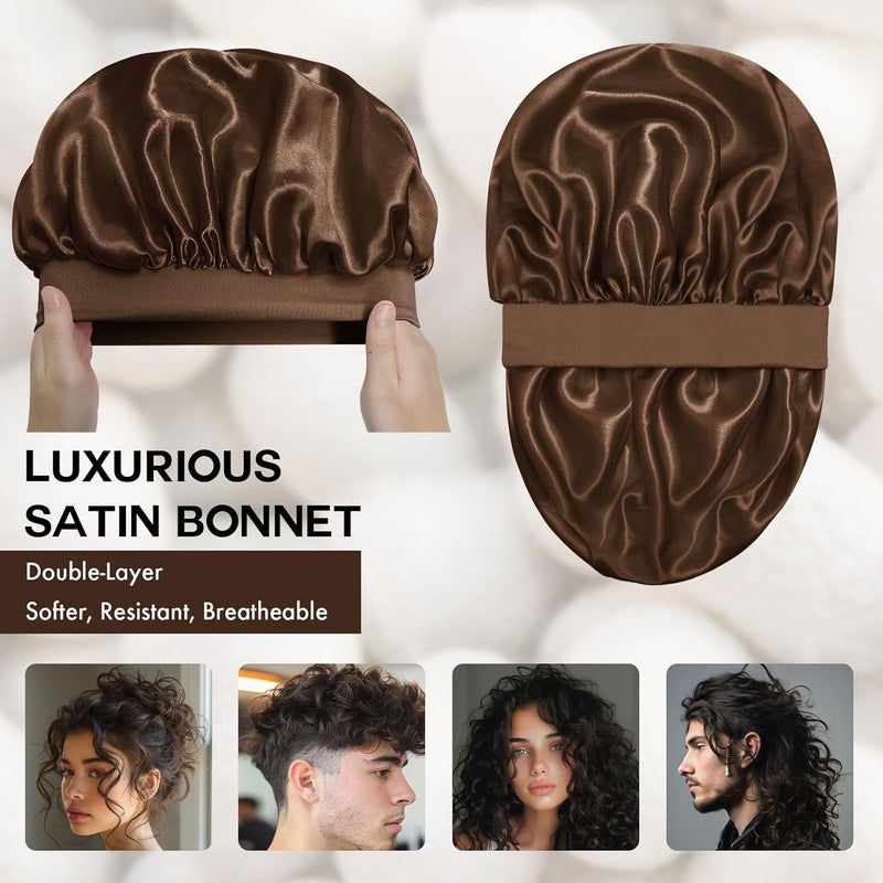 Doitory Store Satin Silk Bonnet for Sleeping, Double Layer Silk Sleep Cap for Men & Women, Soft Satin Lined Bonnet for Curly Hair - Image 2